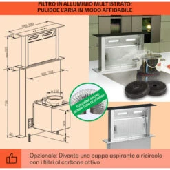 Klarstein Royal Flush Downdraft Cappa Aspirante 430 M³/h 60 Cm -Fornello Italia 13295971 5