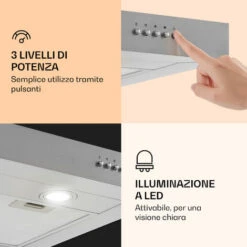 Klarstein Zarah 90 - Cappa Aspirante, 90 Cm, Capacità Aspirante: 600 M³/h, LED, Acciaio Inox -Fornello Italia 13296139 3