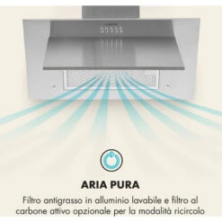 Klarstein Athena - Cappa Aspirante, 60 Cm, Capacità Aspirante: 350 M³/h, LED, Acciaio Inox -Fornello Italia 13296545 4