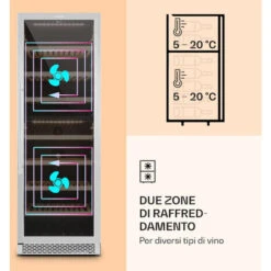 Klarstein Reserva 166 Duo - Frigorifero Per Vini, 166 Bottiglie, 379 Litri, 2 Zone, Touch -Fornello Italia 14061647 3