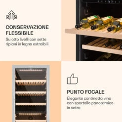 Klarstein Reserva 166 Duo - Frigorifero Per Vini, 166 Bottiglie, 379 Litri, 2 Zone, Touch -Fornello Italia 14061647 5