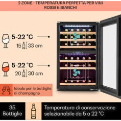 Klarstein Vinsider 35D Cantinetta Frigo A Incasso 128 Litri 41 Bottiglie Di Vino 2 Zone -Fornello Italia 14061672 3