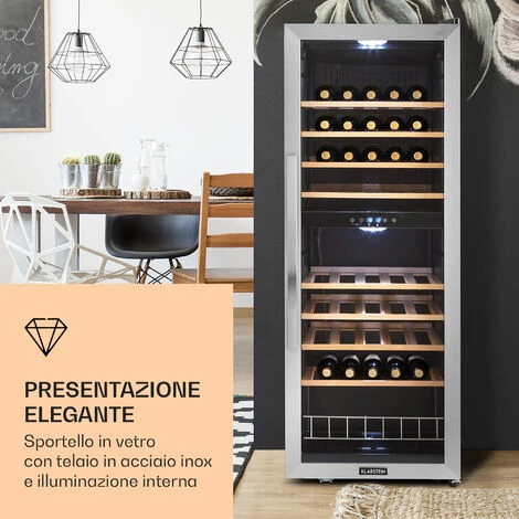 Klarstein Vinamour 54 Duo - Frigorifero Per Vini, 2 Zone, 148 Litri, 54 Bottiglie, Display Touch 4 Klarstein Vinamour 54 Duo - Frigorifero Per Vini, 2 Zone, 148 Litri, 54 Bottiglie, Display Touch - immagine 2
