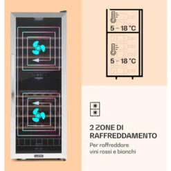 Klarstein Vinamour 54 Duo - Frigorifero Per Vini, 2 Zone, 148 Litri, 54 Bottiglie, Display Touch 9 Klarstein Vinamour 54 Duo - Frigorifero Per Vini, 2 Zone, 148 Litri, 54 Bottiglie, Display Touch -Fornello Italia 14061804 3