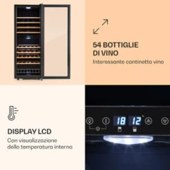 Klarstein Vinamour 54 Duo - Frigorifero Per Vini, 2 Zone, 148 Litri, 54 Bottiglie, Display Touch 10 Klarstein Vinamour 54 Duo - Frigorifero Per Vini, 2 Zone, 148 Litri, 54 Bottiglie, Display Touch -Fornello Italia 14061804 4