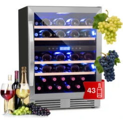 Klarstein Vinovilla 43 Built-In Duo Cantinetta Vino A Due Zone 129l 43 Bott. 3 Colori Anta In Vetro