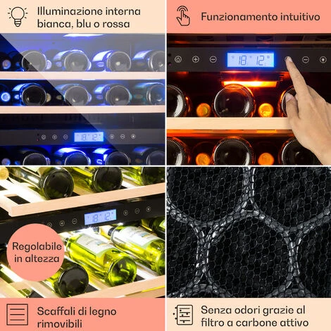 Klarstein Vinovilla 43 Built-In Duo Cantinetta Vino A Due Zone 129l 43 Bott. 3 Colori Anta In Vetro 7 Klarstein Vinovilla 43 Built-In Duo Cantinetta Vino A Due Zone 129l 43 Bott. 3 Colori Anta In Vetro - immagine 5