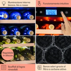 Klarstein Vinovilla 42 Twin Built-In Duo Frigovino A Due Zone 126l 42 Bott. 3 Colori Vetro -Fornello Italia 14061924 5