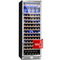 Klarstein Vinovilla Grande 165 Built-in Uno - Frigorifero Per Vini, 425 L, 165 Bottiglie, Luce A 3 Colori, Sportello In Vetro