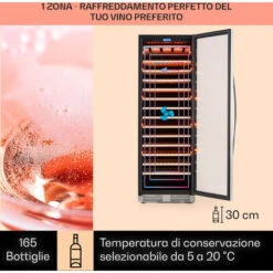 Klarstein Vinovilla Grande 165 Built-in Uno - Frigorifero Per Vini, 425 L, 165 Bottiglie, Luce A 3 Colori, Sportello In Vetro -Fornello Italia 14061926 3