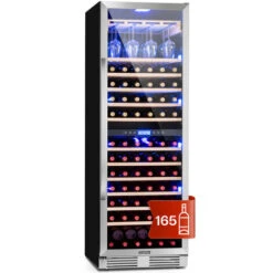 Klarstein Vinovilla Grande 165 Built-in Duo - Frigorifero Per Vini, 425 L, 165 Bottiglie, Luce A 3 Colori, Sportello In Vetro