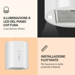 Klarstein Barett - Cappa Aspirante A Isola, Ø 35 Cm, Ricircolo, 558 M³/h, LED, Filtri Ai Carboni Attivi 9 Klarstein Barett - Cappa Aspirante A Isola, Ø 35 Cm, Ricircolo, 558 M³/h, LED, Filtri Ai Carboni Attivi -Fornello Italia 14061974 3