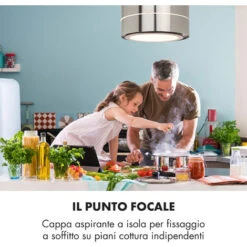 Klarstein Tron Ambience Cappa A Isola Ø38cm Ricircolo 540m³/h LED Acciaio Inox -Fornello Italia 14061982 4