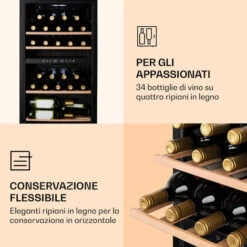 Klarstein Barossa 34 Duo - Frigorifero Per Vini, 34 Bottiglie, 80 Litri, 2 Zone, Controllo Touch -Fornello Italia 14062023 5