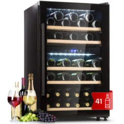Klarstein Barossa 40 Duo - Frigorifero Per Vini, 2 Zone, 41 Bottiglie, Porta Di Vetro, Touch, LED