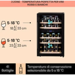 Klarstein Barossa 40 Duo - Frigorifero Per Vini, 2 Zone, 41 Bottiglie, Porta Di Vetro, Touch, LED -Fornello Italia 14062027 3