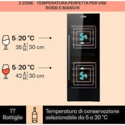 Klarstein Barossa 77 Duo Cantinetta Vino 2 Zone 191 L 77 Fl. Touch LED Nero -Fornello Italia 14062032 3