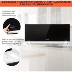 Klarstein Kronleuchter XL Cappa A Isola 90cm Scarico: 590m³/h LED Touch Nero -Fornello Italia 14062090 4