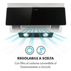 Klarstein Alessia Cappa Aspirante Inclinata 350 M³/h Push Control Nero -Fornello Italia 14062201 4