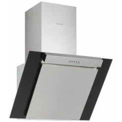 Silverline 3283.6 Cappa A Parete Aspirante Pulsante A Pressione Classe Energetica C 3 Velocità Portata 559 Mⁿ/h 60cm Inox E Vetro Temperato Nero