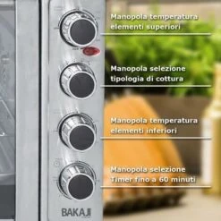 Forno Fornetto Elettrico Ventilato 55 Lt 2200 W Luce Doppia Porta Girarrosto -Fornello Italia 15920728 4