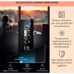 Klarstein Shiraz 12 Slim Uno - Frigorifero Per Vini, 32 L/12 Bottiglie, Touch, 85 W, 5-18 °C, LED -Fornello Italia 18197013 4