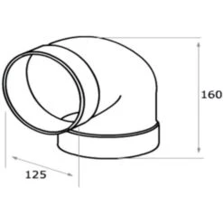 TUBO CAPPA ASPIRANTE CUCINA Curva Rotonda 90° Ø 125 Mm F 124