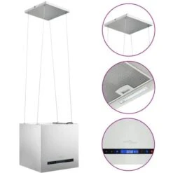 Cappa Da Cucina Ad Isola Sospesa LCD Con Sensore 37 Cm Acciaio VidaXL