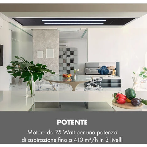 Klarstein High Line Cappa A Soffitto 90cm 410 M3/h 75W 3 Livelli Telecomando Nero 4 Klarstein High Line Cappa A Soffitto 90cm 410 M3/h 75W 3 Livelli Telecomando Nero - immagine 2