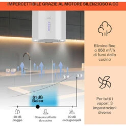 Klarstein Beretta Cappa Aspirante A Isola Ø35cm A Ricircolo 650m³/h LED Bianco 9 Klarstein Beretta Cappa Aspirante A Isola Ø35cm A Ricircolo 650m³/h LED Bianco -Fornello Italia 22854001 3