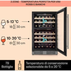 Klarstein Vinovilla 79 Built-In Duo Frigorifero Per Vini A Due Zone, 190l, 79 Bott., Anta In Vetro A 3 Strati -Fornello Italia 22854037 3