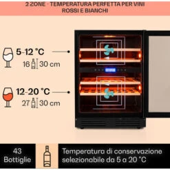 Klarstein Vinovilla 43 Built-In Duo Cantinetta-frigo Per Vini - Onyx Edition - 129l 43 Bottiglie 2 Zone 9 Klarstein Vinovilla 43 Built-In Duo Cantinetta-frigo Per Vini - Onyx Edition - 129l 43 Bottiglie 2 Zone -Fornello Italia 22854288 3