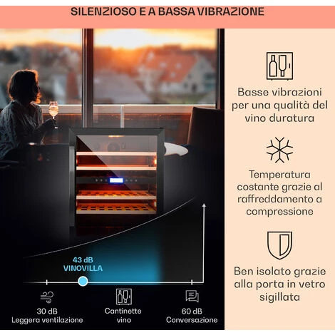 Klarstein Vinovilla 43 Built-In Duo Cantinetta-frigo Per Vini - Onyx Edition - 129l 43 Bottiglie 2 Zone 6 Klarstein Vinovilla 43 Built-In Duo Cantinetta-frigo Per Vini - Onyx Edition - 129l 43 Bottiglie 2 Zone - immagine 4