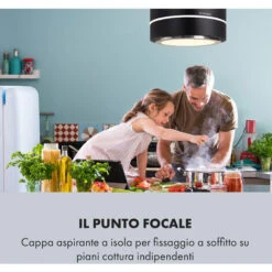 Klarstein Tron Ambience Cappa Aspirante A Isola Ø38cm Ricircolo 540m³/h LED Nero -Fornello Italia 22854332 4