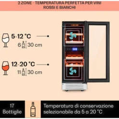 Klarstein Cantinetta-frigo Per Vini Vinovilla 17 Built-In Duo A Due Zone 53l 17 Bott. 3 Colori Anta In Vetro -Fornello Italia 23123811 3