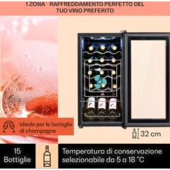Klarstein Shiraz 15 Slim Uno - Frigorifero Per Vini, 44 L, Pannello Di Controllo Touch, 5-18°C -Fornello Italia 23803067 3