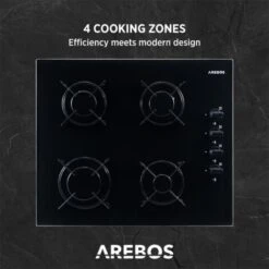 AREBOS Piano Cottura A Gas Due Fuochi Vetroceramica Include Griglie E Fiamma Pilota -Fornello Italia 26705764 4