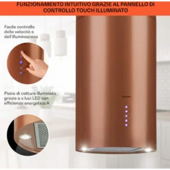 Klarstein Beretta, Cappa A Isola, Ø 35 Cm, Scarico/Ricircolo, 650m³/h, LED, Rame 10 Klarstein Beretta, Cappa A Isola, Ø 35 Cm, Scarico/Ricircolo, 650m³/h, LED, Rame -Fornello Italia 27196771 4