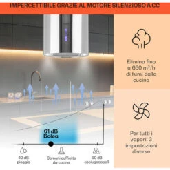 Klarstein Beretta Cappa A Isola Ø35cm Scarico/Ricircolo 650m³/h LED Acciaio Inox 9 Klarstein Beretta Cappa A Isola Ø35cm Scarico/Ricircolo 650m³/h LED Acciaio Inox -Fornello Italia 35444384 3