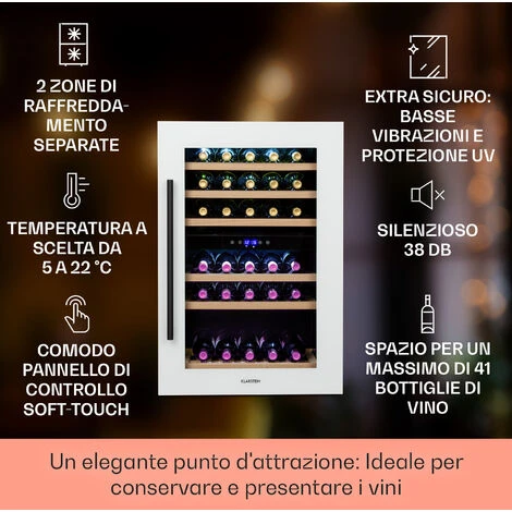Klarstein Vinsider 41D Built-In Duo Quartz Edition Frigorifero Per Vini Da Incasso 4 Klarstein Vinsider 41D Built-In Duo Quartz Edition Frigorifero Per Vini Da Incasso - immagine 2