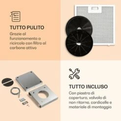 Klarstein Kronleuchter Smart, Cappa A Isola, Controllo Con App, Pannello LED, 595m³/h 11 Klarstein Kronleuchter Smart, Cappa A Isola, Controllo Con App, Pannello LED, 595m³/h -Fornello Italia 39490889 5