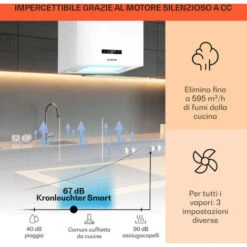 Klarstein Kronleuchter Smart, Cappa A Isola, Controllo Con App, Pannello LED, 595m³/h -Fornello Italia 39490898 3