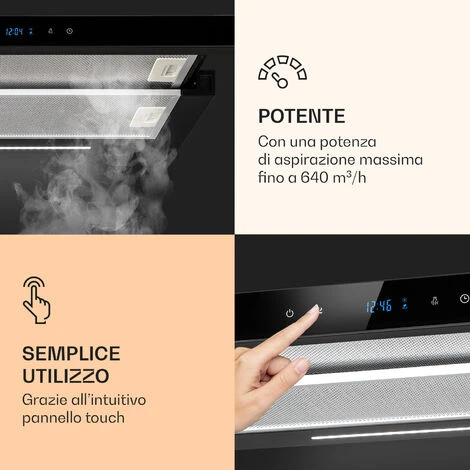 Klarstein Mariana Neo 60, Cappa A Schermo Piatto, 60 Cm, Scarico, LED, 640 M³/h 6 Klarstein Mariana Neo 60, Cappa A Schermo Piatto, 60 Cm, Scarico, LED, 640 M³/h - immagine 4