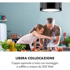 Klarstein Skyfall Smart Island Cappa Aspirante A Isola, Ø45cm, A Ricircolo D'aria, 402m³/ora, LED -Fornello Italia 47479856 2