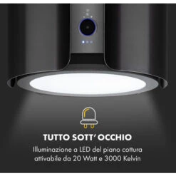 Klarstein Skyfall Smart Island Cappa Aspirante A Isola, Ø45cm, A Ricircolo D'aria, 402m³/ora, LED -Fornello Italia 47479856 5