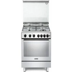 DeLonghi De Longhi PGVX 64 Linea Premium Cucina A Gas Libera Installazione Forno A Gas Ventilato 4 Fuochi Classe Energetica A Bruciatore Tripla Corona Coperchio In Cristallo Piedoni Regolabili 6 Funzioni 60 Cm