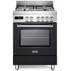 DeLonghi De Longhi Cucina Elettrica PRO66MA 4 Fuochi A Gas Forno Elettrico Ventilato Dimensione 60 X 60 Cm Colore Antracite