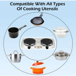 Randaco Piano Cottura Elettrico Doppio Piano In Acciaio Inox Con Protezione Surriscaldamento E , 155 Mm + 155 Mm Ø, 2000 W Doppio -Fornello Italia 61599475 2