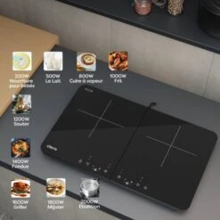 CIARRA Piastra Ad Induzione Portatile Con Doppia Zona Cottura E Controllo Touch - Nero 3500W -Fornello Italia 64996419 3
