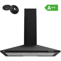 CIARRA 90cm Cappa A Parete Piramide 201BK90 - 350m³/h 3 Velocità Regolabili Silenziosa Con Filtri Rimovibili E Lavabili Nero